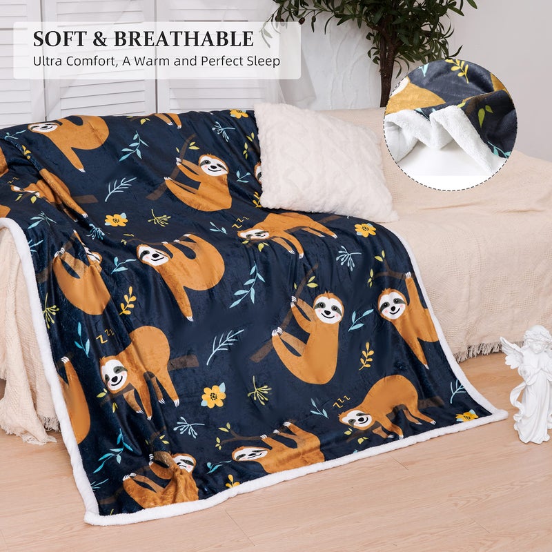 Blytheyes Sloth Blanket Throw Blanket Flannel Blanket Cute Kids Blanket Bed Blanket Super Soft Flannel Sofa Blanket Sloth Blanket for Office  Bedroom  Travel  All Seasons 50 * 60inch - Image 3